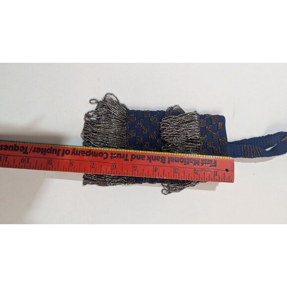 Beaded  Woven Drawstring Pouch Lot 2 Unique Bags Fringed & Patterned Small Vinta - Picture 9 of 10